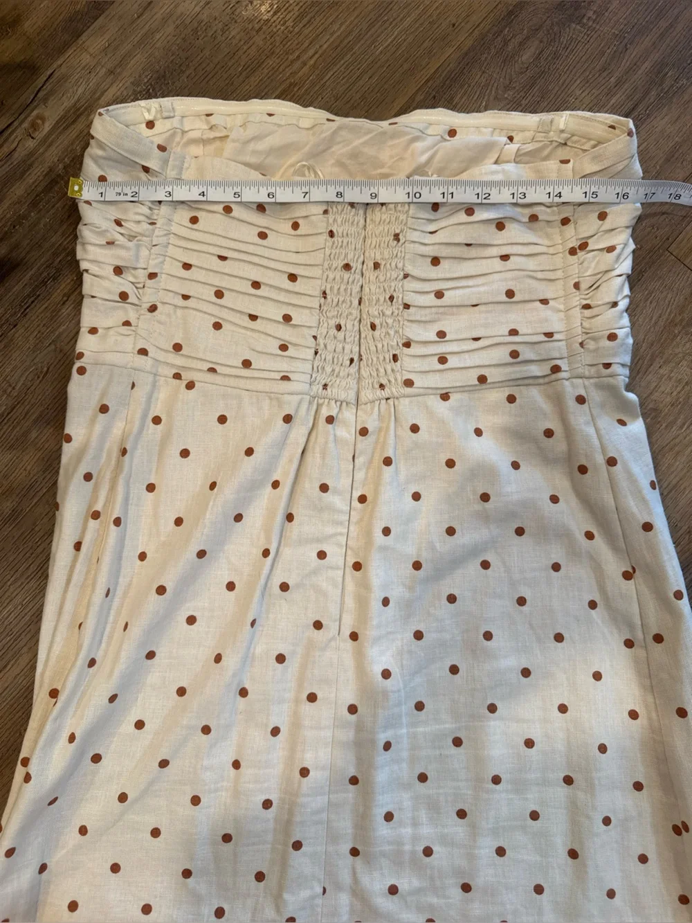 Abercrombie & Fitch Emerson Strapless Linen Midi Polka Dot Dress Sz XL